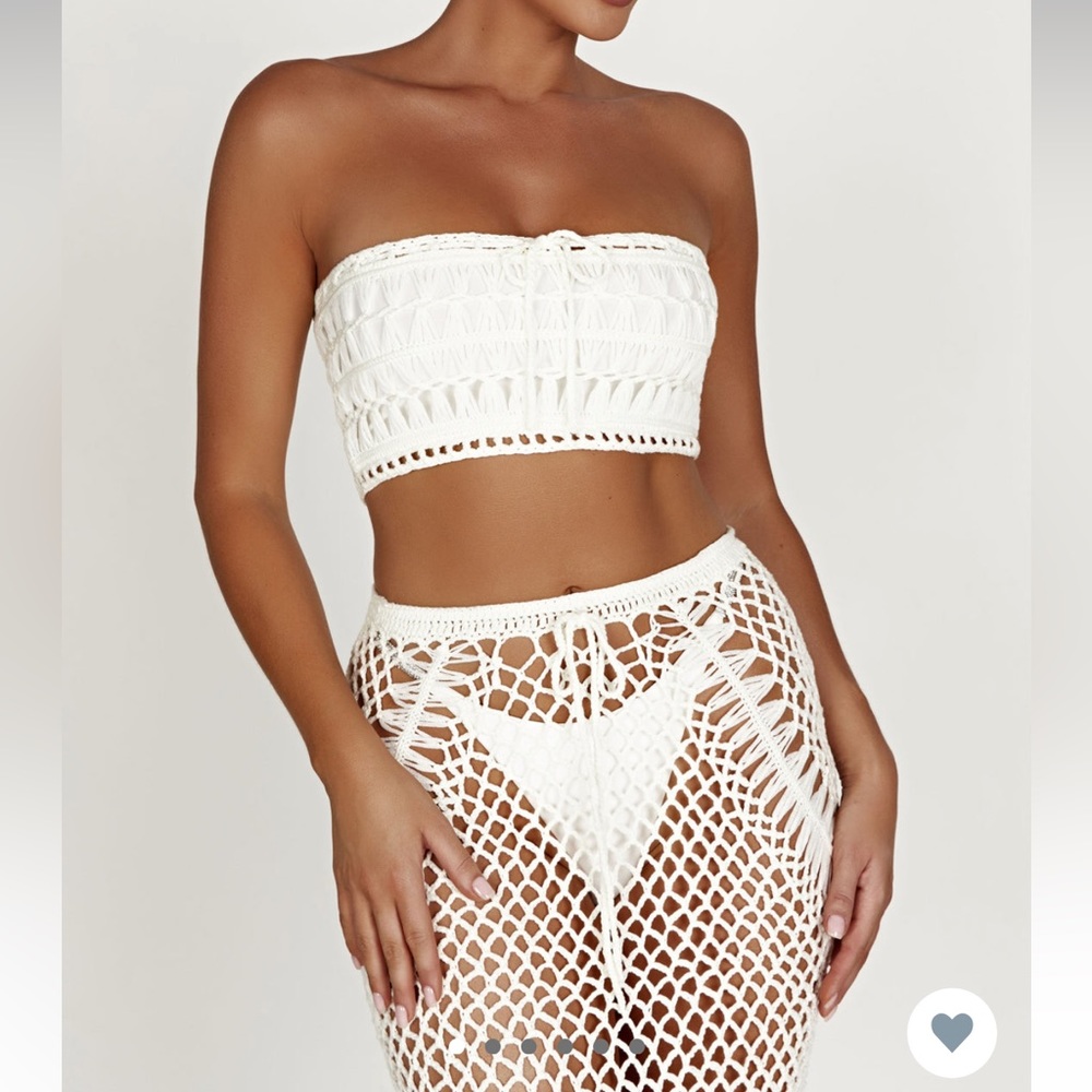 Meshki Bonnie Crochet Bandeau Top - White - size small